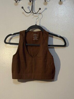 Ambiance Brown Seamless Crop Top, S/M